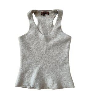 Vintage Vittadini Cashmere V-Neck Cropped Tank Top XS Quiet Luxury Euro Chic Y2K